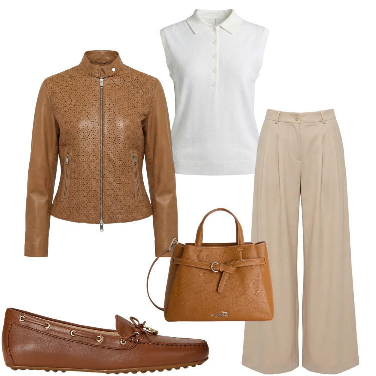 Outfit donna - Harmont & Blaine. Stile Casual chic per Tutti i giorni. Abbinamento con polo, borse a mano, giacche, pantaloni, mocassini.