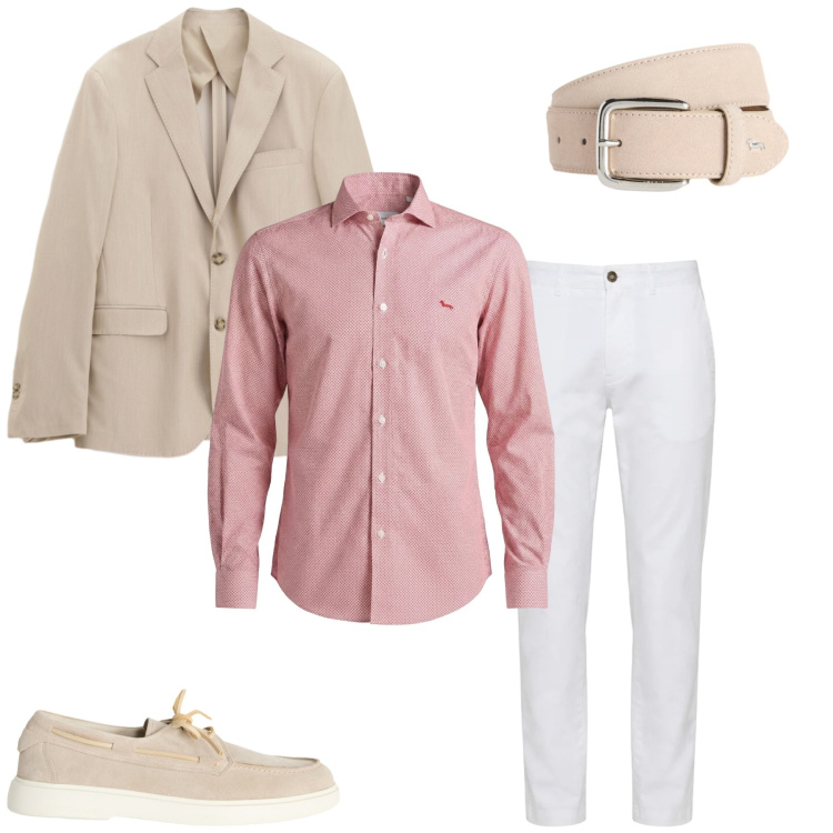 Outfit uomo - Outfit Estivo Chic per Uomo. Stile Urban per Tutti i giorni. Abbinamento con giacche, scarpe stringate, cinture, camicie, pantaloni.