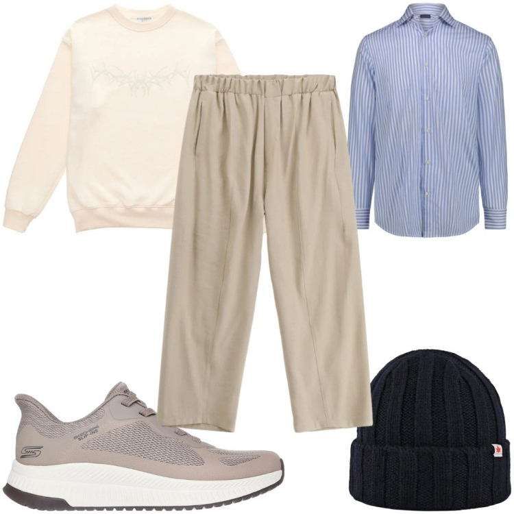 Outfit uomo - Total look #2379569. Stile Casual per Tutti i giorni. Abbinamento con pantaloni, berretti, felpe, camicie, sneakers.
