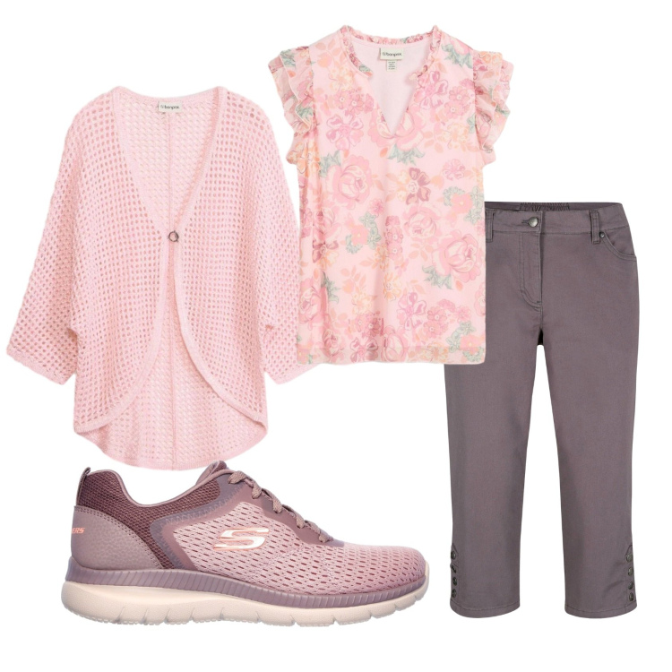 Outfit donna - Total look #2379586. Stile Romantica per Tutti i giorni. Abbinamento con pantaloni, bluse, cardigans, sneakers.