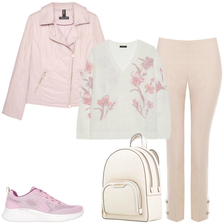 Outfit donna - Total look #2379592. Stile Casual chic per Tutti i giorni. Abbinamento con zaini, pantaloni, maglieria, piumini, sneakers.