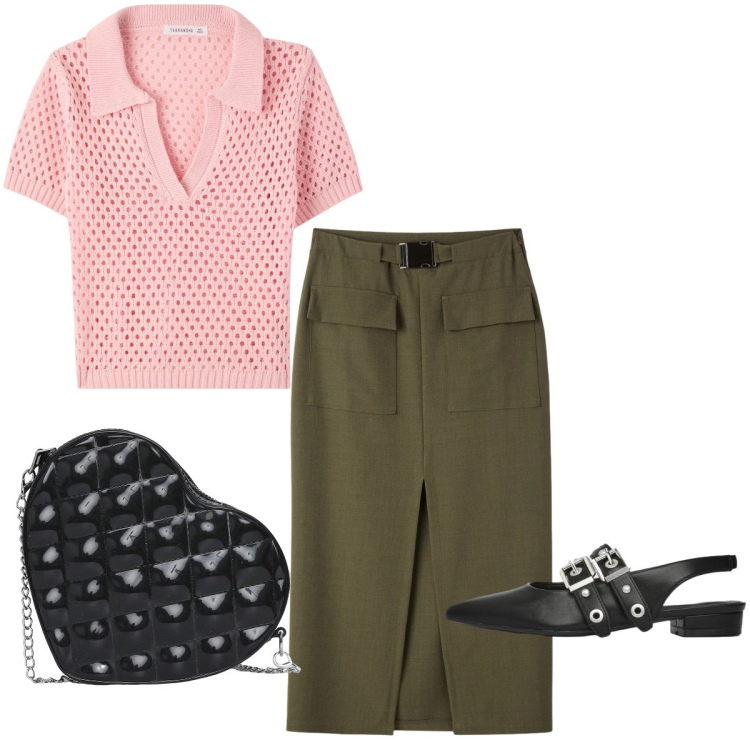 Outfit donna - Mid season sale by Terranova. Stile Casual chic per Tutti i giorni. Abbinamento con polo, gonne longuette, ballerine, borse a tracolla.