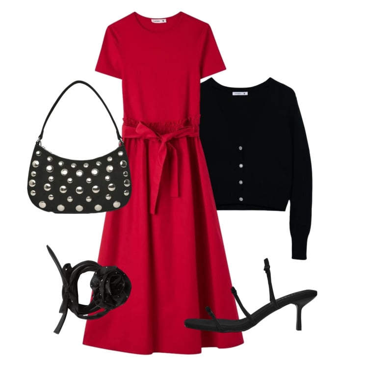 Outfit donna - Total look #2379647. Stile Bon Ton per Serata fuori. Abbinamento con vestiti lunghi, cardigans, sandali col tacco, collane, borse a tracolla.