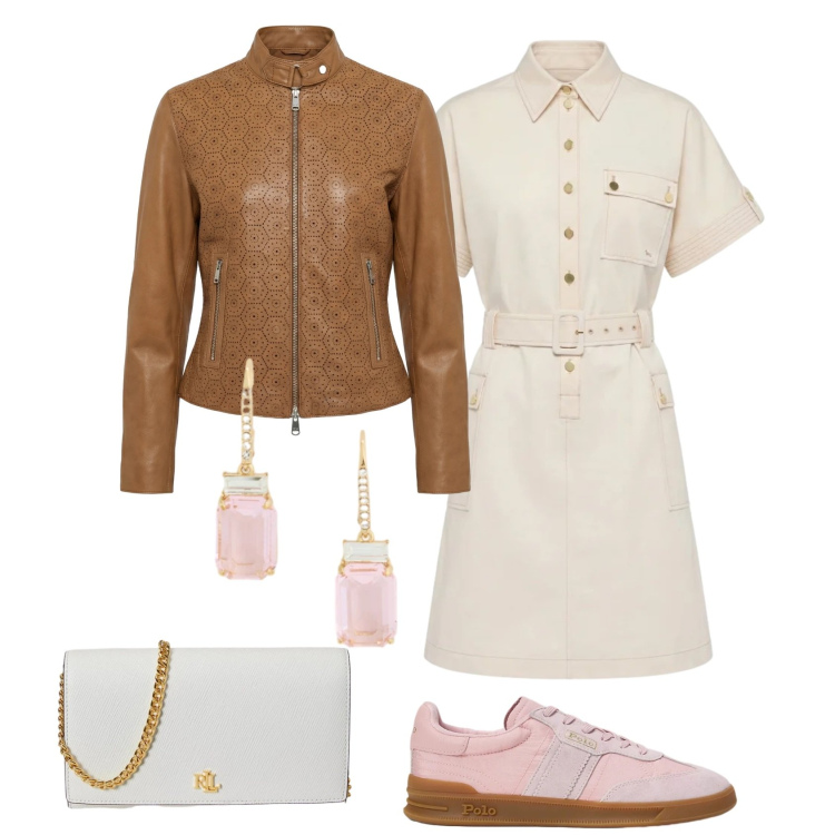 Outfit donna - Sorbetto mood - Harmont & Blaine. Stile Casual chic per Tutti i giorni. Abbinamento con giacche, vestiti chemisier, sneakers, orecchini, borse a tracolla.
