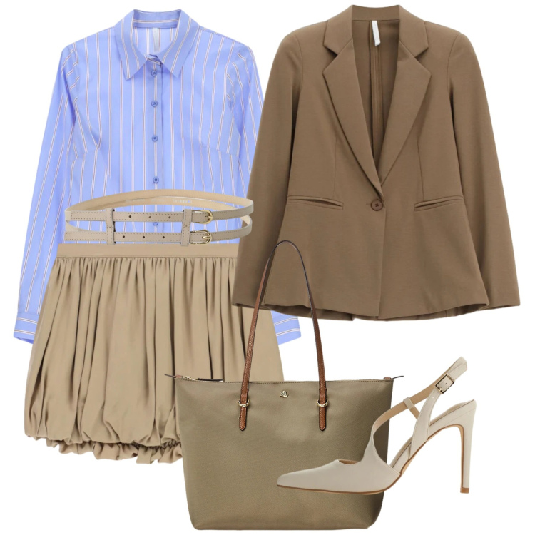 Outfit donna - Imperial - The New Crew SS 2026. Stile Chic per Tutti i giorni. Abbinamento con minigonne, camicie, blazer, décolleté, cinture, borse tote.