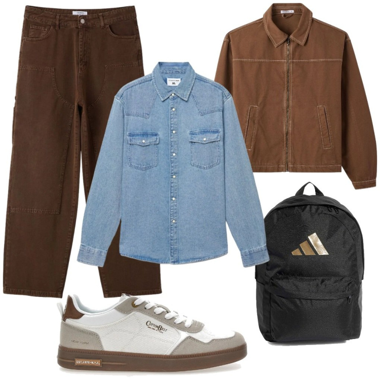 Outfit uomo - #look.street. Stile Urban per Tutti i giorni. Abbinamento con zaini, cappotti, camicie, pantaloni, sneakers.
