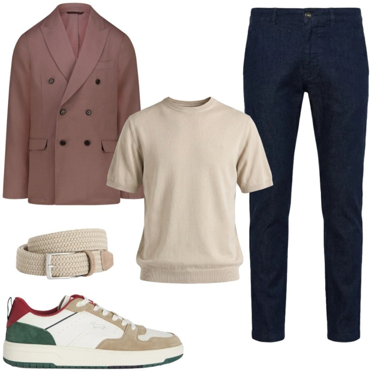 Outfit uomo - #aperitivo.casual. Stile Casual per Tutti i giorni. Abbinamento con cinture, sneakers, jeans, t-shirt, giacche.