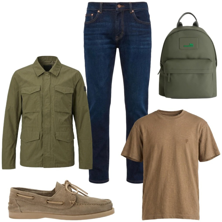 Outfit uomo - #che.strano. Stile Urban per Tutti i giorni. Abbinamento con borse sportive, jeans, scarpe stringate, t-shirt, cappotti.
