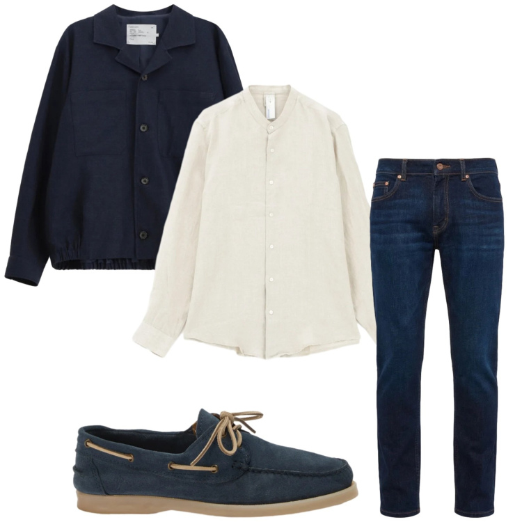 Outfit uomo - Total look #2379699. Stile Casual per Tutti i giorni. Abbinamento con cappotti, camicie, jeans, scarpe stringate.
