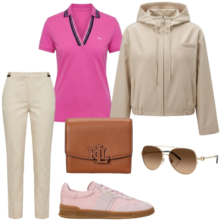 Outfit donna - Sorbetto Mood - Harmont & Blaine. Stile Preppy per Tutti i giorni. Abbinamento con polo, cappotti, pantaloni chino, occhiali da sole, sneakers, portafogli.