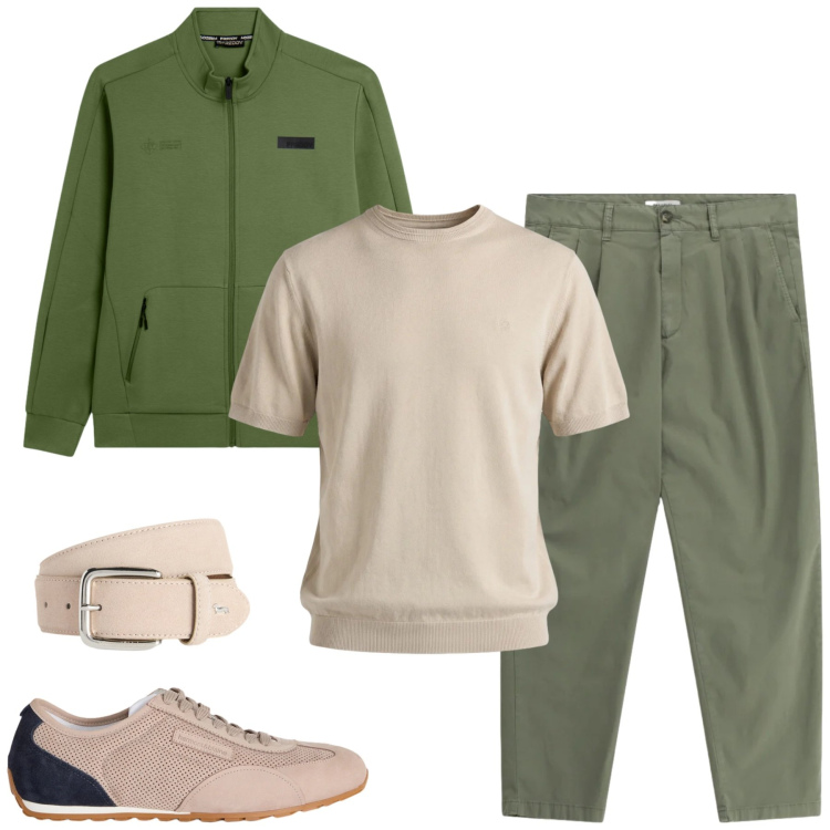 Outfit uomo - Sporty chic. Stile Casual per Tutti i giorni. Abbinamento con pantaloni, sneakers, cinture, t-shirt, felpe.