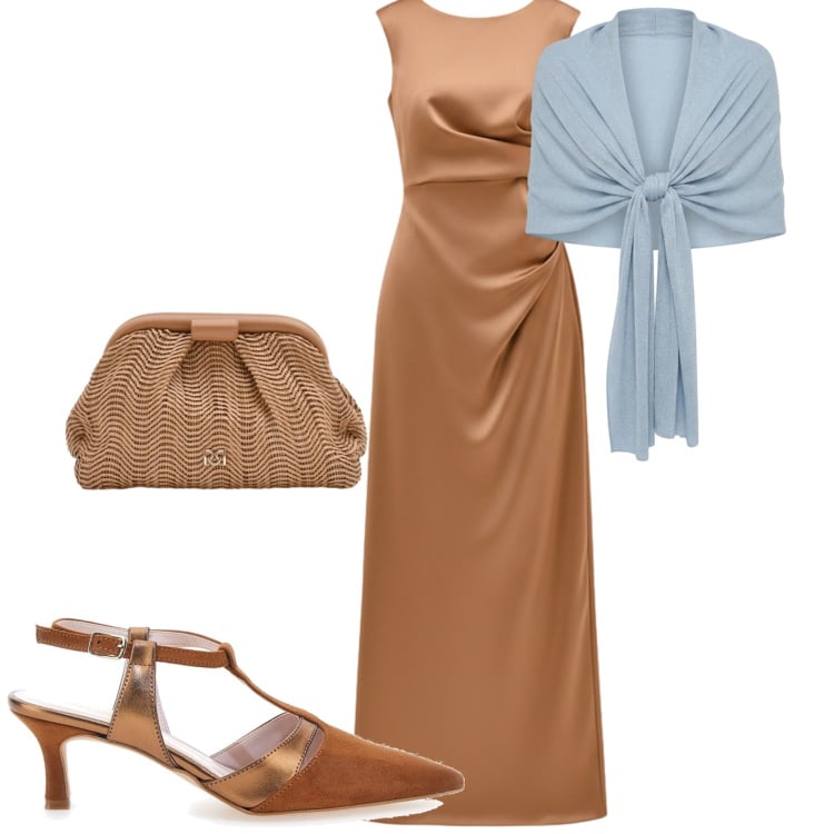 Outfit donna - Occasione: cerimonia. Stile Chic per Cerimonia. Abbinamento con vestiti lunghi, stole, pochette, décolleté.