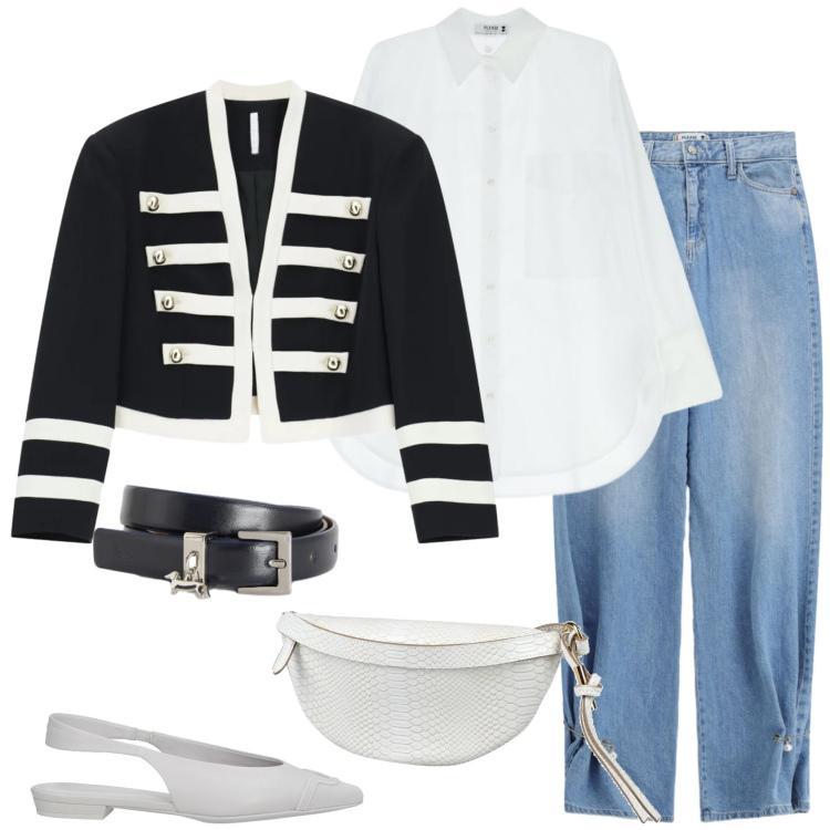 Outfit donna - La giacca must have. Stile Military per Scuola/Università. Abbinamento con ballerine, marsupi, blazer, jeans, camicie, cinture.