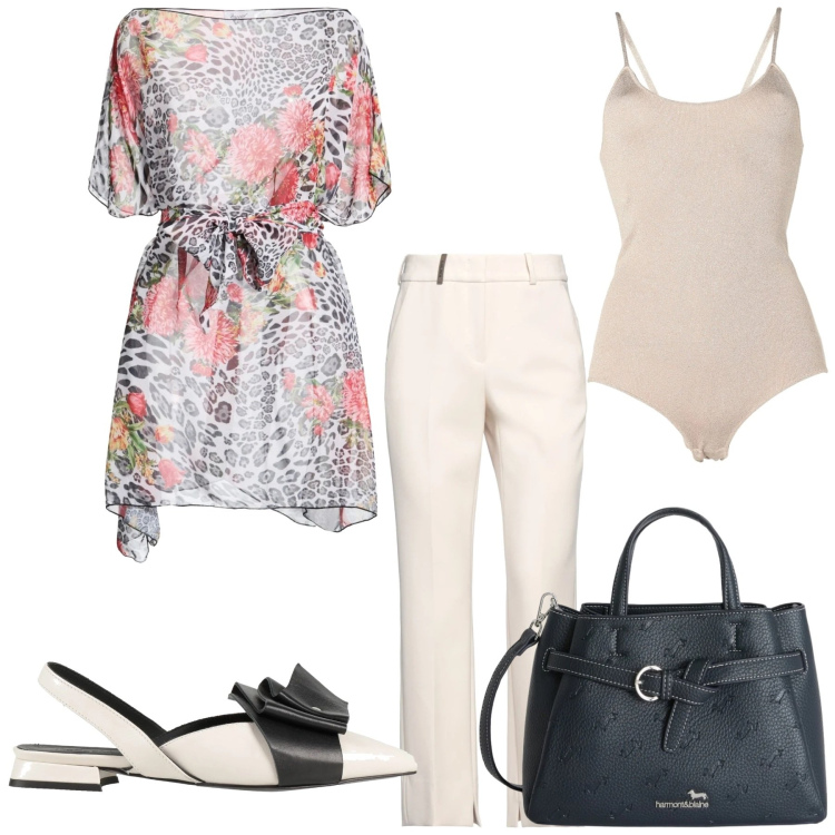 Outfit donna - Total look #2379957. Stile Chic per Serata fuori. Abbinamento con top, body, pantaloni, ballerine, borse a mano.