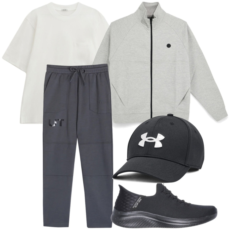 Outfit uomo - Colori neutri. Stile Urban per Tutti i giorni. Abbinamento con t-shirt, pantaloni, cappelli, sneakers, felpe.