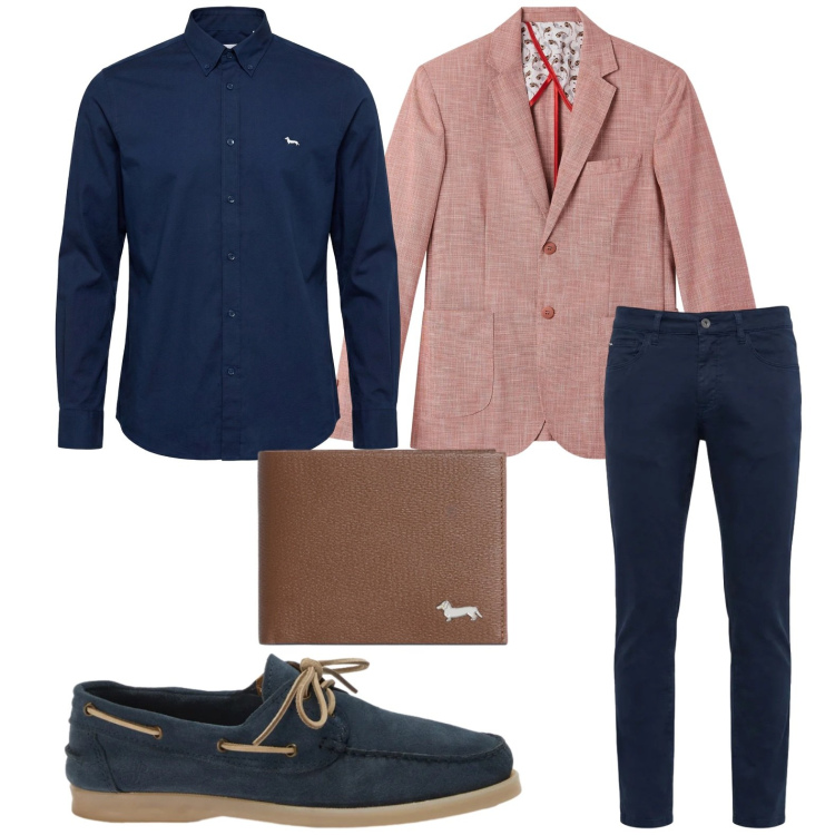Outfit uomo - Easy elegance. Stile Casual per Tutti i giorni. Abbinamento con giacche, portafogli, camicie, pantaloni, scarpe stringate.