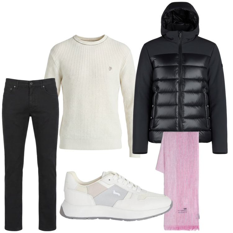 Outfit uomo - Escape look. Stile Casual per Tutti i giorni. Abbinamento con sneakers, sciarpe, pantaloni, maglieria, giacche.