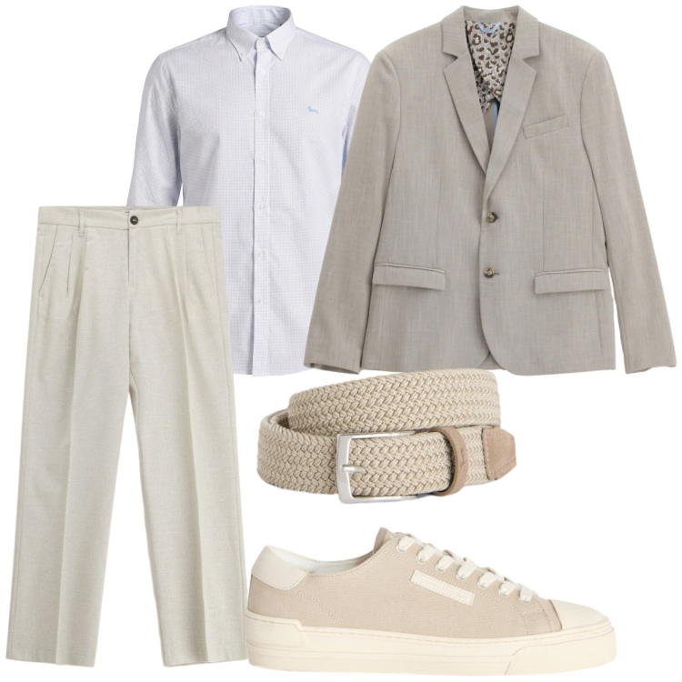 Outfit uomo - Lusso rilassato. Stile Trendy per Tutti i giorni. Abbinamento con giacche, pantaloni, cinture, sneakers, camicie.