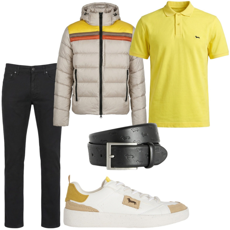 Outfit uomo - Fresh fit. Stile Casual per Tutti i giorni. Abbinamento con sneakers, cinture, polo, pantaloni, piumini.