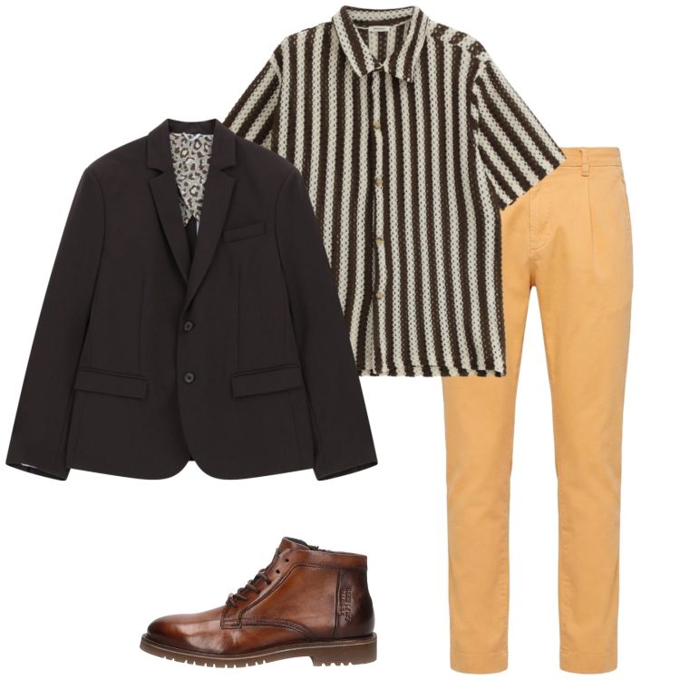 Outfit uomo - Total look #2380184. Stile Trendy per Serata speciale. Abbinamento con camicie a manica corta, giacche, pantaloni, stivali e stivaletti.