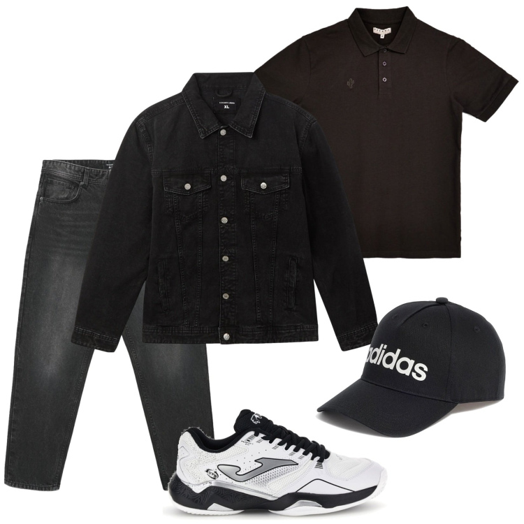 Outfit uomo - Focus black. Stile Urban per Tutti i giorni. Abbinamento con cappotti, jeans, cappelli, polo, sneakers.