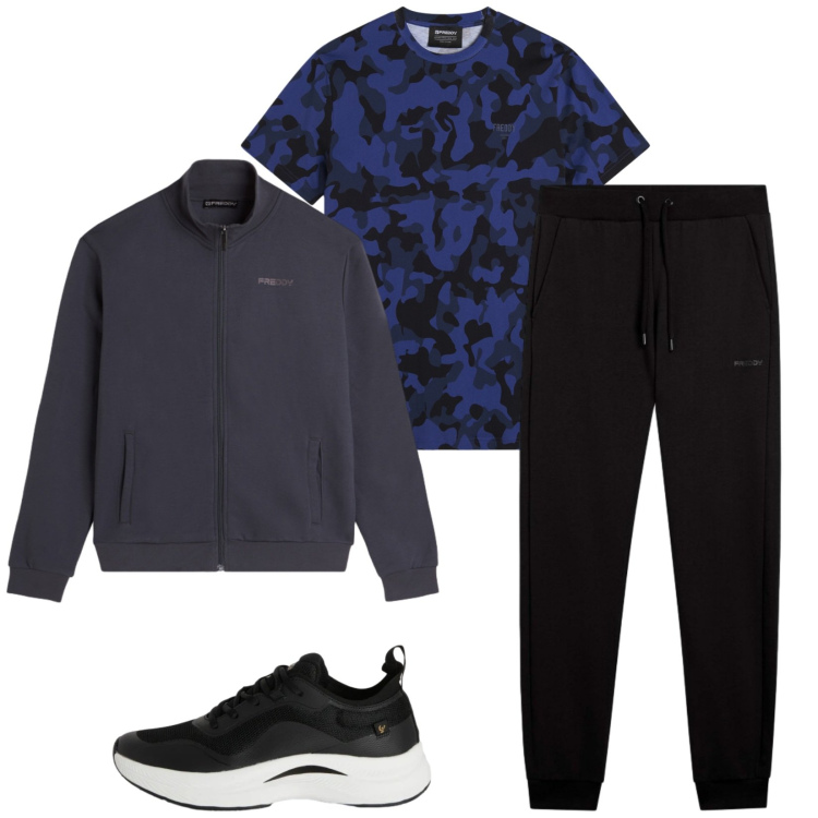 Outfit uomo - Total look #2380220. Stile Urban per Sport. Abbinamento con felpe, pantaloni, t-shirt, sneakers.