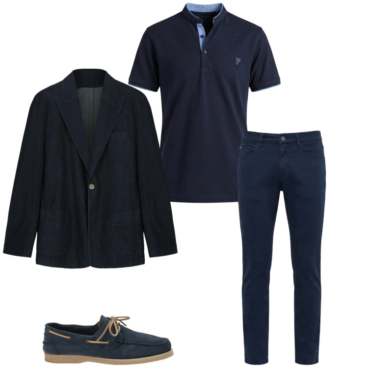 Outfit uomo - Total look #2380221. Stile Trendy per Serata speciale. Abbinamento con pantaloni, scarpe stringate, polo, giacche.