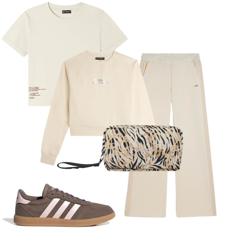 Outfit donna - Freddy. Stile Casual per Tutti i giorni. Abbinamento con pantaloni, t-shirt, felpe, valigie, sneakers.