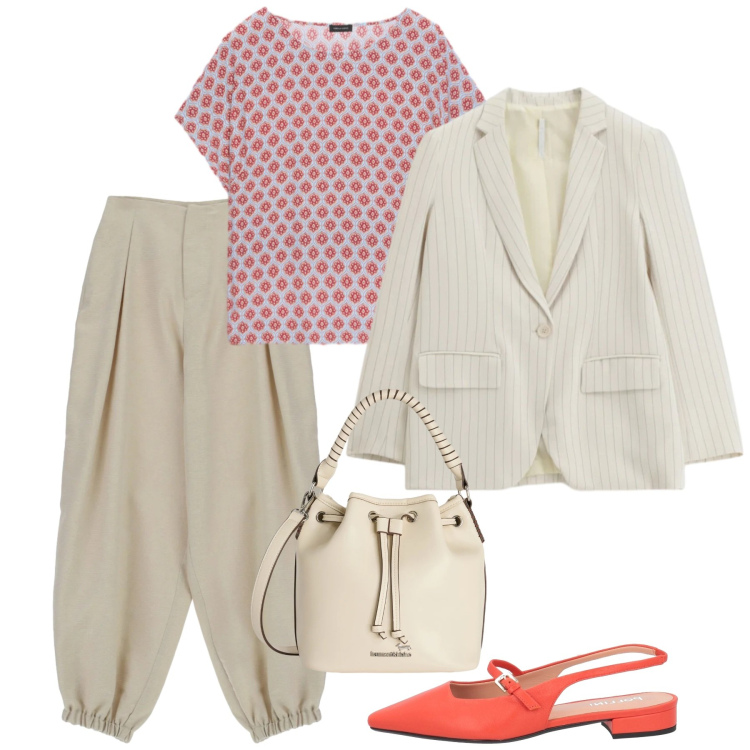 Outfit donna - Curve in movimento - Focus Donna Curvy I. Stile Bon Ton per Tutti i giorni. Abbinamento con ballerine, pantaloni, blazer, t-shirt, borse a secchiello.