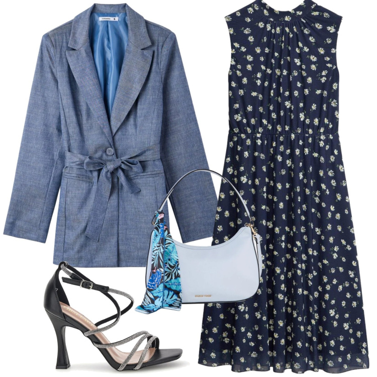 Outfit donna - Accordi primaverili. Stile Bon Ton per Cerimonia. Abbinamento con vestiti, borse a mano, blazer, sandali col tacco.