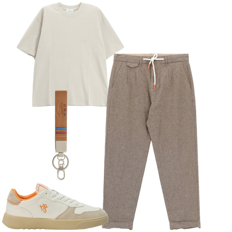 Outfit uomo - Total look #2380261. Stile Trendy per Tutti i giorni. Abbinamento con pantaloni, t-shirt, portachiavi, sneakers.