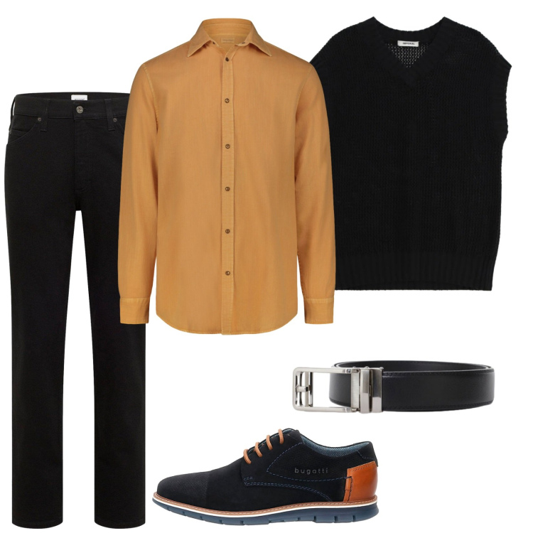 Outfit uomo - Il gilet trendy. Stile Casual per Tutti i giorni. Abbinamento con jeans dritti, maglieria, cinture, scarpe stringate, camicie.