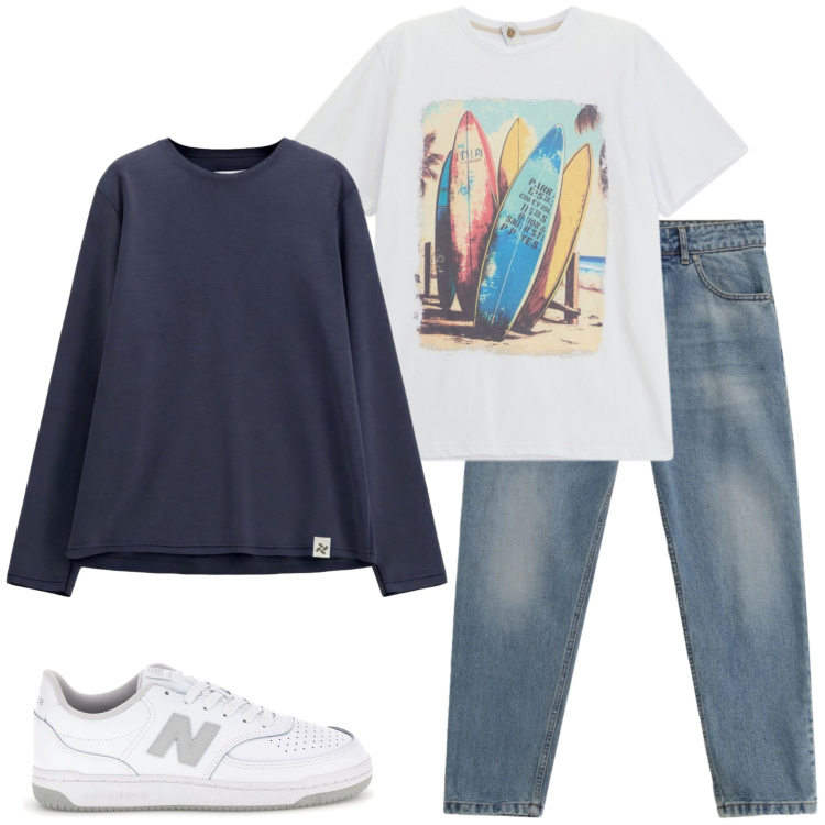 Outfit uomo - Total look #2380275. Stile Casual per Tutti i giorni. Abbinamento con jeans, t-shirt, felpe, sneakers.