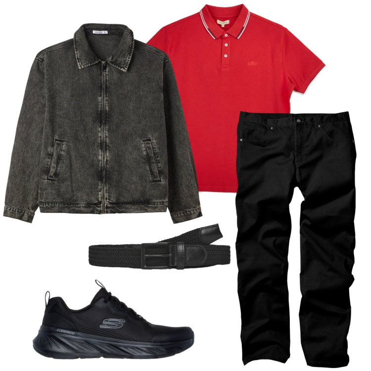 Outfit uomo - Total look #2380285. per Tutti i giorni. Abbinamento con pantaloni, cinture, cappotti, sneakers, polo.
