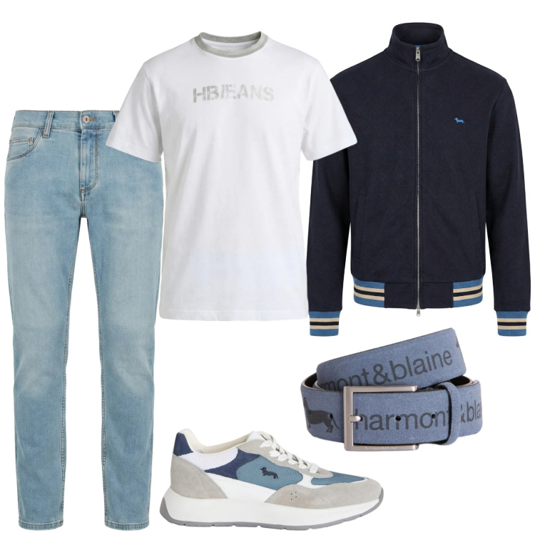 Outfit uomo - Total look #2380286. Stile Casual per Tutti i giorni. Abbinamento con jeans slim fit, sneakers, cinture, felpe, t-shirt.