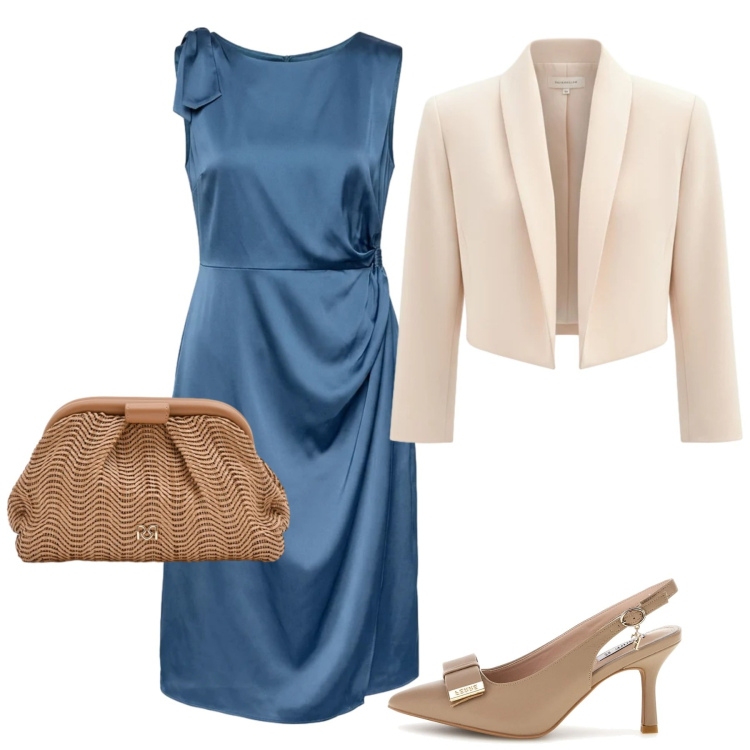 Outfit donna - Total look #2380306. Stile Chic per Cerimonia. Abbinamento con pochette, bolero, vestiti, décolleté.