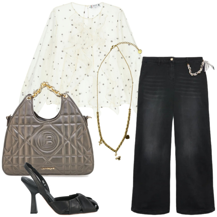 Outfit donna - Total look #2380314. Stile Basic per Tutti i giorni. Abbinamento con décolleté, jeans, bluse, ciondoli, borse a mano.