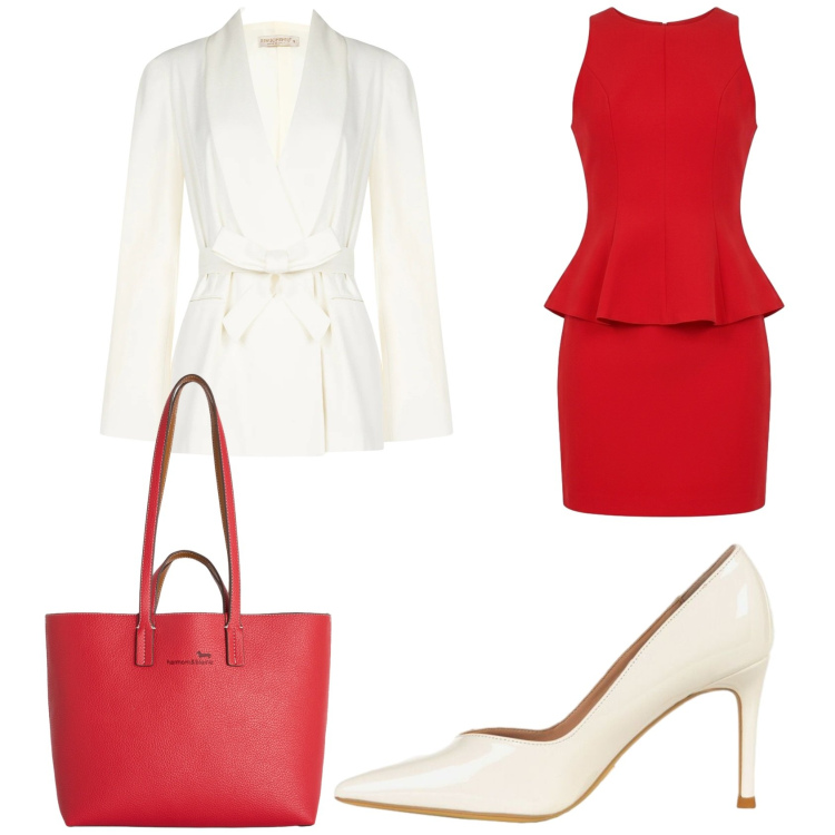 Outfit donna - Il blazer Rinascimento.. Stile Bon Ton per Ufficio. Abbinamento con vestiti a tubino, blazer, décolleté, shopping bag.