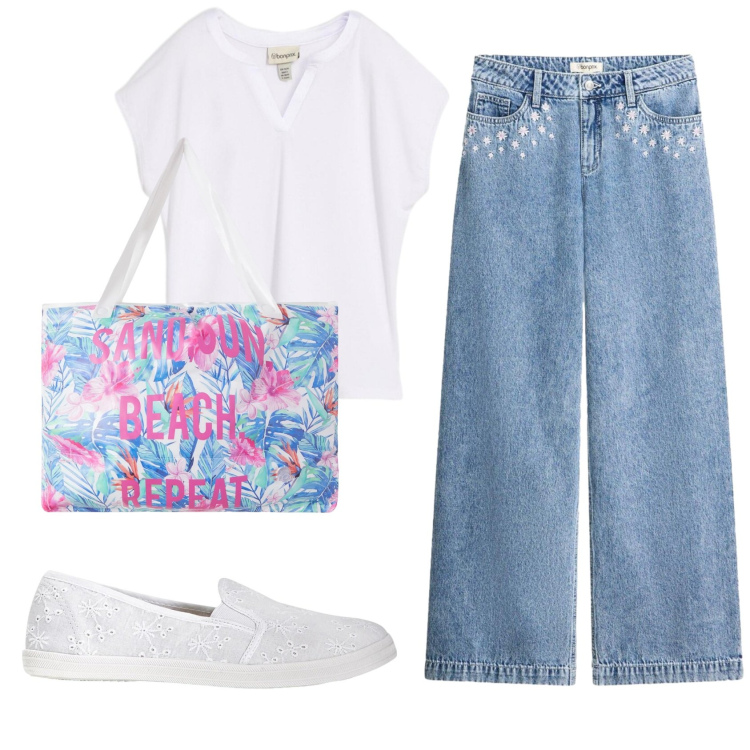 Outfit donna - Total look #2380356. Stile Romantica per Tutti i giorni. Abbinamento con jeans, bluse, ballerine, borse tote.
