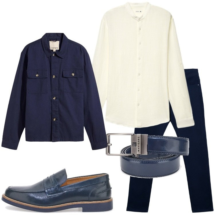 Outfit uomo - Camicia protagonista. Stile Trendy per Serata speciale. Abbinamento con giacche, camicie, pantaloni skinny, scarpe stringate, cinture.