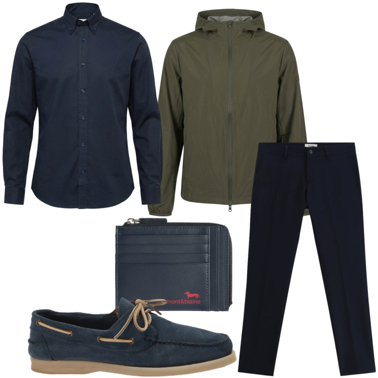Outfit uomo - Casual minimal. Stile Casual per Tutti i giorni. Abbinamento con pantaloni, portamonete, scarpe stringate, camicie, giacche.