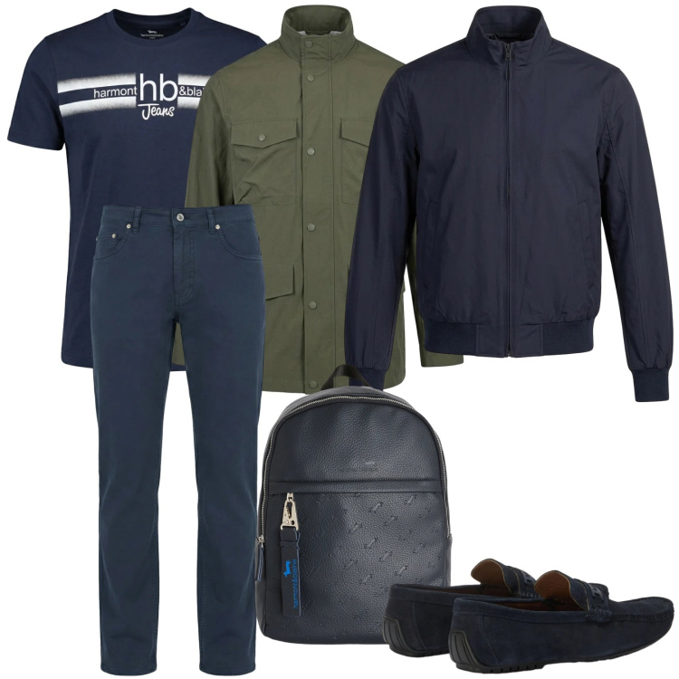 Outfit uomo - Total look #2380454. Stile Casual per Tutti i giorni. Abbinamento con borse sportive, pantaloni, scarpe stringate, t-shirt, bomber, giacche.