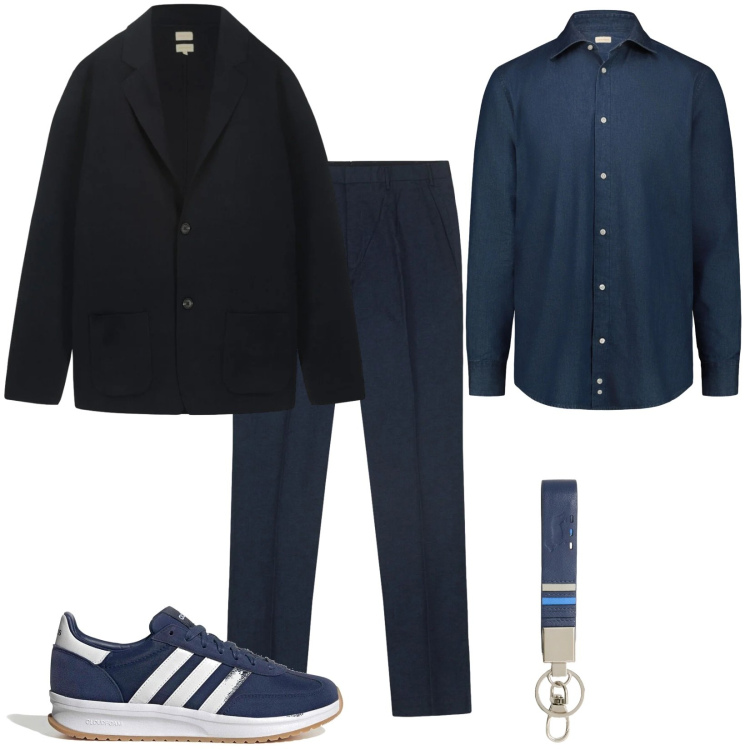 Outfit uomo - Total look #2380455. Stile Casual per Ufficio. Abbinamento con portachiavi, sneakers, cardigans, camicie, pantaloni.