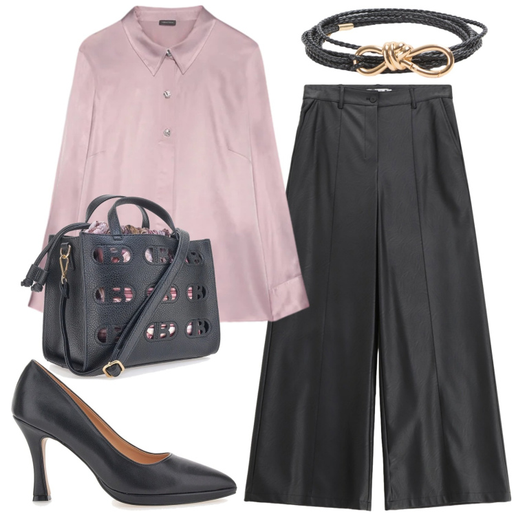 Outfit donna - Total look #2380466. Stile Basic per Serata fuori. Abbinamento con cinture, camicie, pantaloni, borse a mano, décolleté.