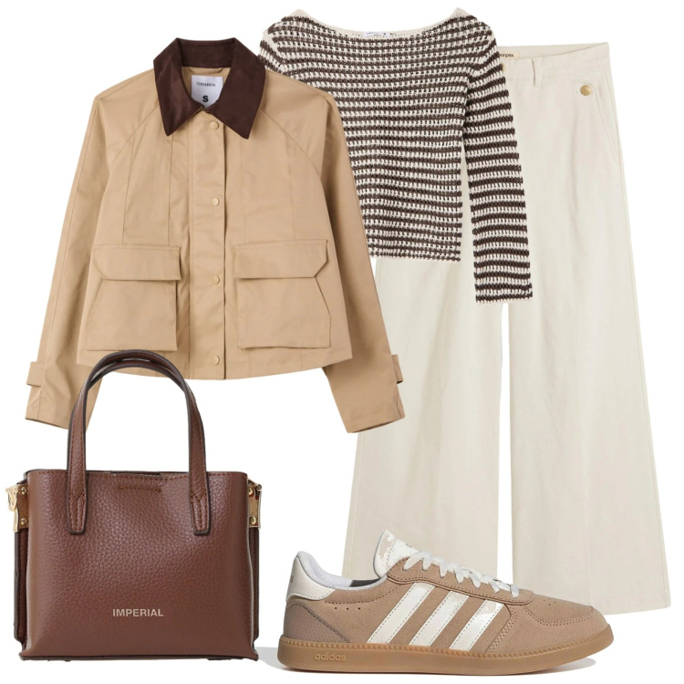 Outfit donna - Borsa capiente. Stile Casual chic per Tutti i giorni. Abbinamento con pantaloni, cappotti, maglieria, borse a tracolla, sneakers.