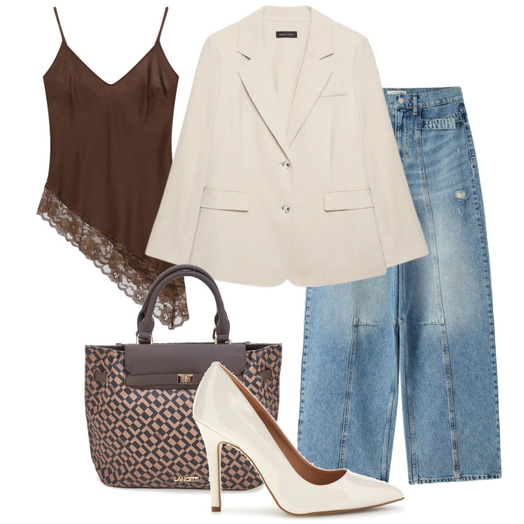 Outfit donna - Blazer di primavera @antonellal. Stile Chic per Tutti i giorni. Abbinamento con jeans, blazer, top, borse a mano, décolleté.