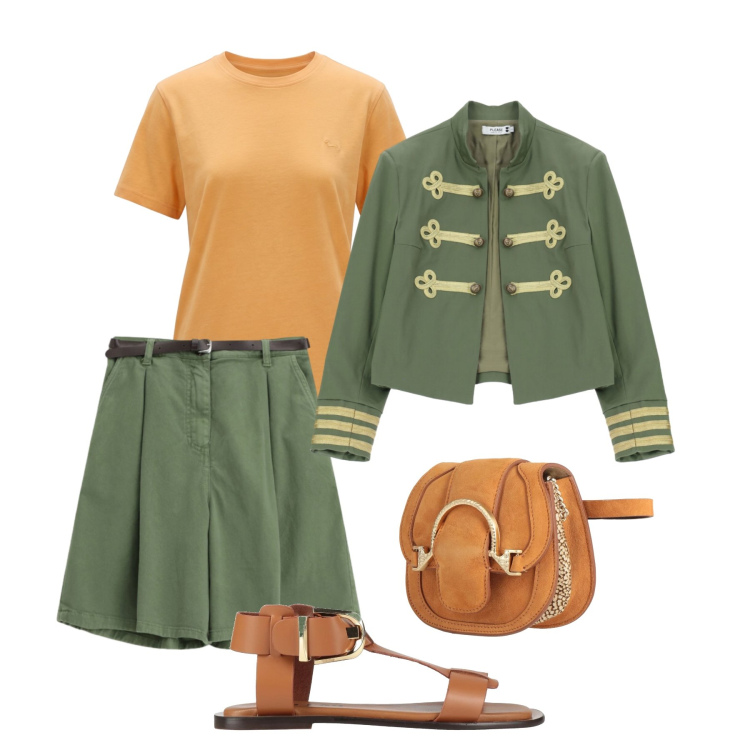 Outfit donna - Giacca napoleon urbana - @pamela. Stile Urban per Tutti i giorni. Abbinamento con marsupi, sandali alla schiava, cappotti, shorts, t-shirt.