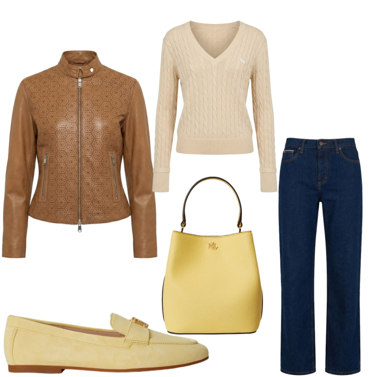 Outfit donna - Tonalita\' sorbetto. Stile Basic per Tutti i giorni. Abbinamento con jeans, giacche, pullovers, borse a secchiello, mocassini.