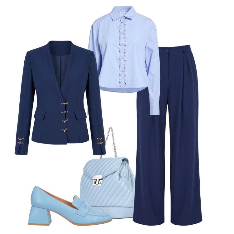 Outfit donna - Giacca Napoleon chic - @pamela. Stile Glamour per Serata fuori. Abbinamento con zaini, camicie, mocassini, blazer, pantaloni a palazzo.