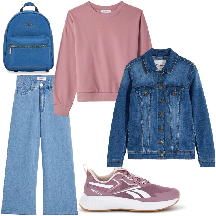 Outfit donna - Armonia casual. Stile Casual per Tutti i giorni. Abbinamento con jeans, blazer, felpe, sneakers, zaini.